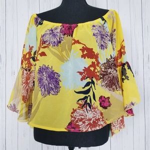 ⬇️Charlotte Russe (L) Chiffon YellowFloral Blouse